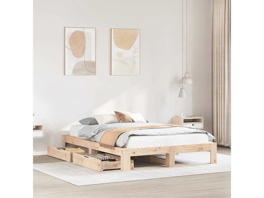 Lit double | Lit adulte | Cadre de lit 140x200 cm bois massif de pin
