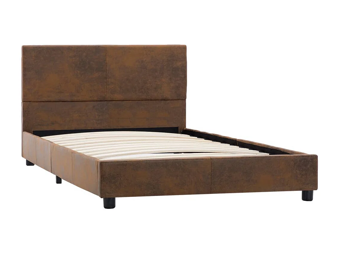 Lit simple | Lit adulte, enfant | Cadre de lit marron similicuir daim 100x200 cm