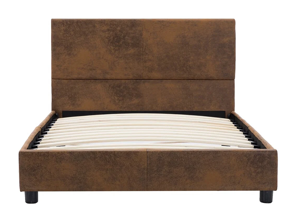 Lit simple | Lit adulte, enfant | Cadre de lit marron similicuir daim 100x200 cm