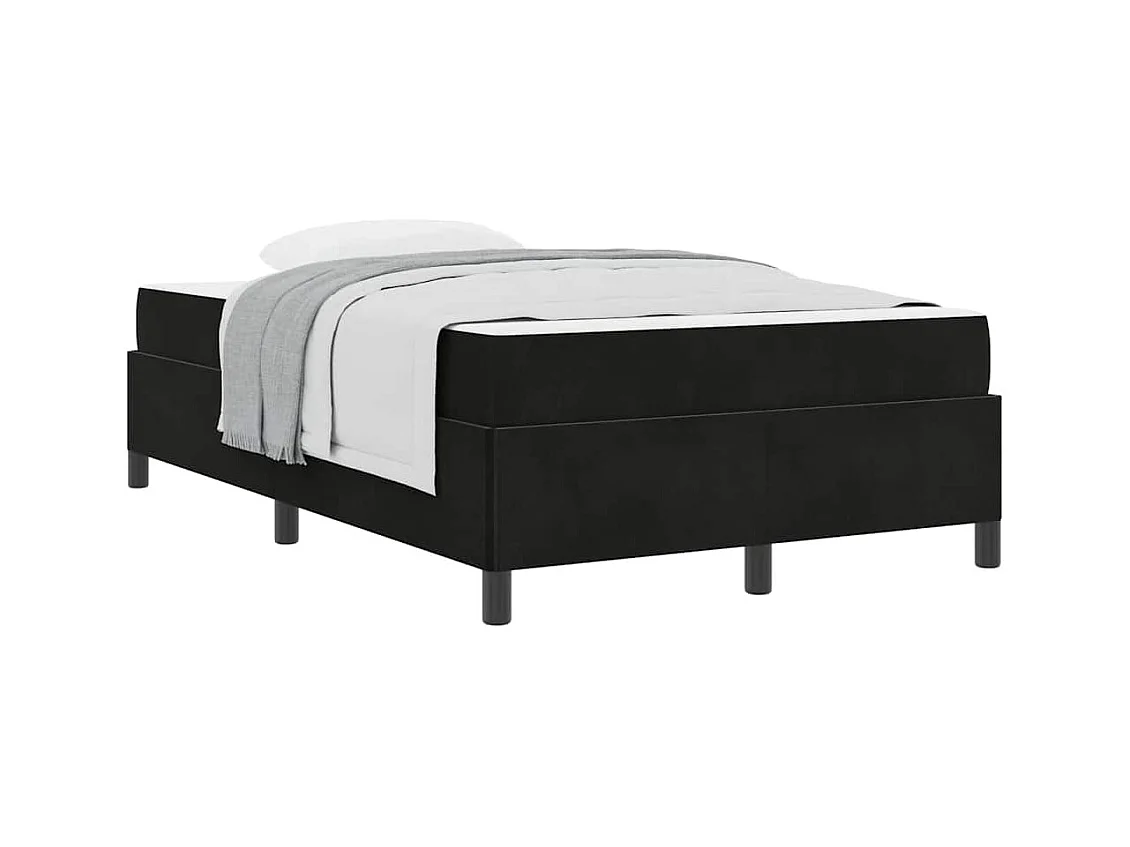 Lit simple | Lit adulte, enfant | Cadre de lit avec matelas Noir et Blanc 120x190 cm Velours