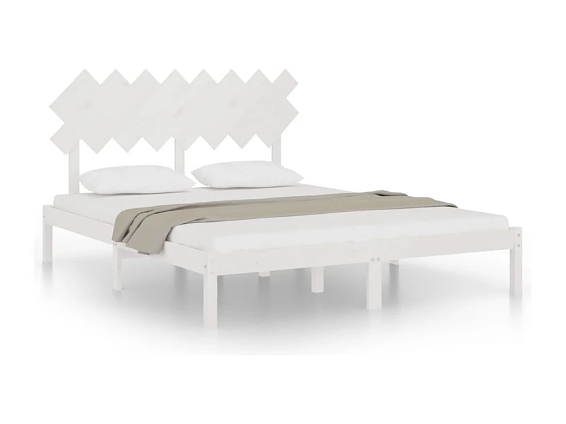 Lit double | Lit adulte | Cadre de lit blanc 160x200 cm bois massif
