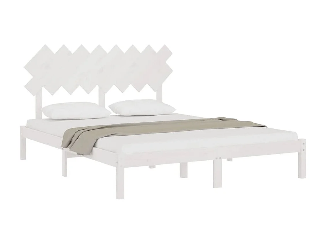Lit double | Lit adulte | Cadre de lit blanc 160x200 cm bois massif