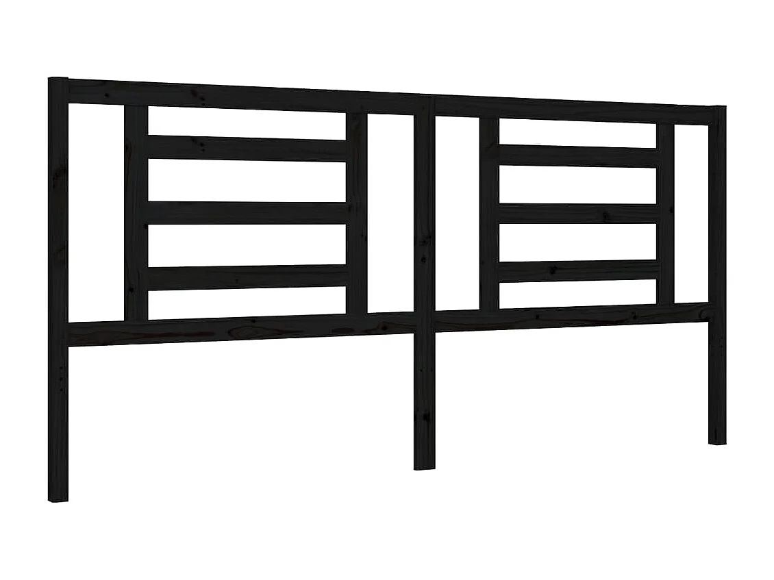 Lit double | Lit adulte | Cadre de lit noir 200x200 cm bois massif de pin