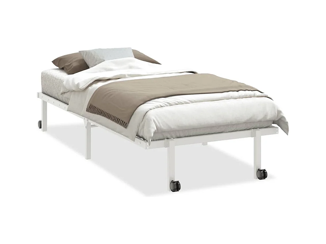 Lit simple | Lit adulte, enfant | Cadre de lit pliable blanc 90x190 cm acier