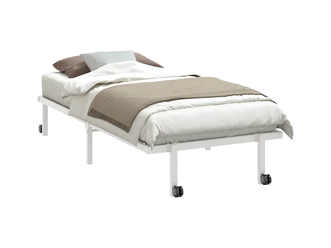 Lit simple | Lit adulte, enfant | Cadre de lit pliable blanc 90x190 cm acier