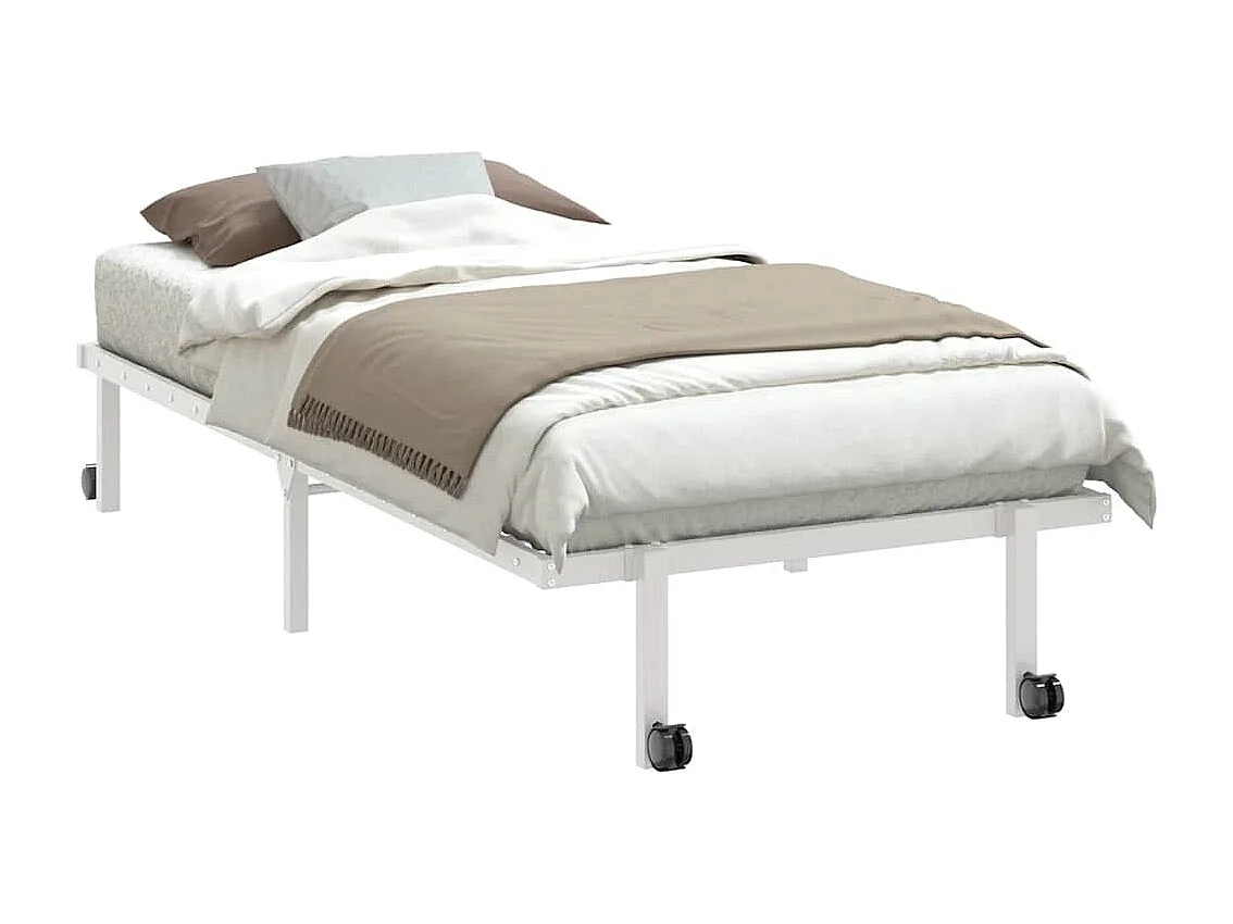 Lit simple | Lit adulte, enfant | Cadre de lit pliable blanc 90x190 cm acier