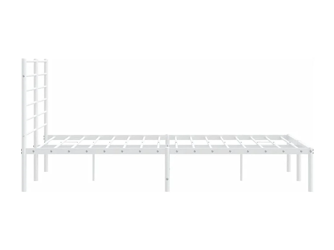 Lit simple | Lit adulte, enfant | Cadre de lit métal et tête de lit blanc 120x190 cm