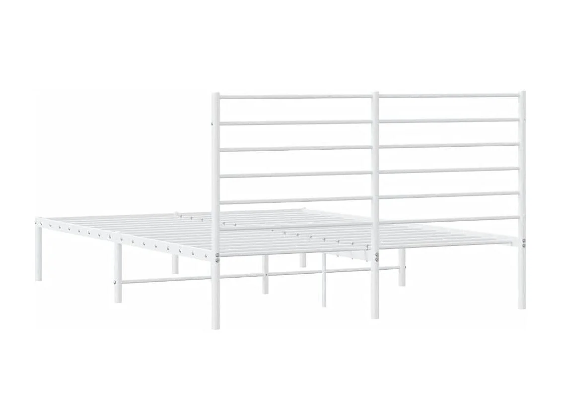 Lit simple | Lit adulte, enfant | Cadre de lit métal et tête de lit blanc 120x190 cm