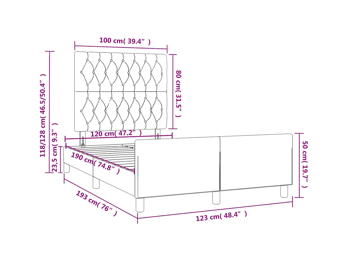 Lit simple | Lit adulte, enfant | Cadre de lit bleu foncé 120x190 cm velours