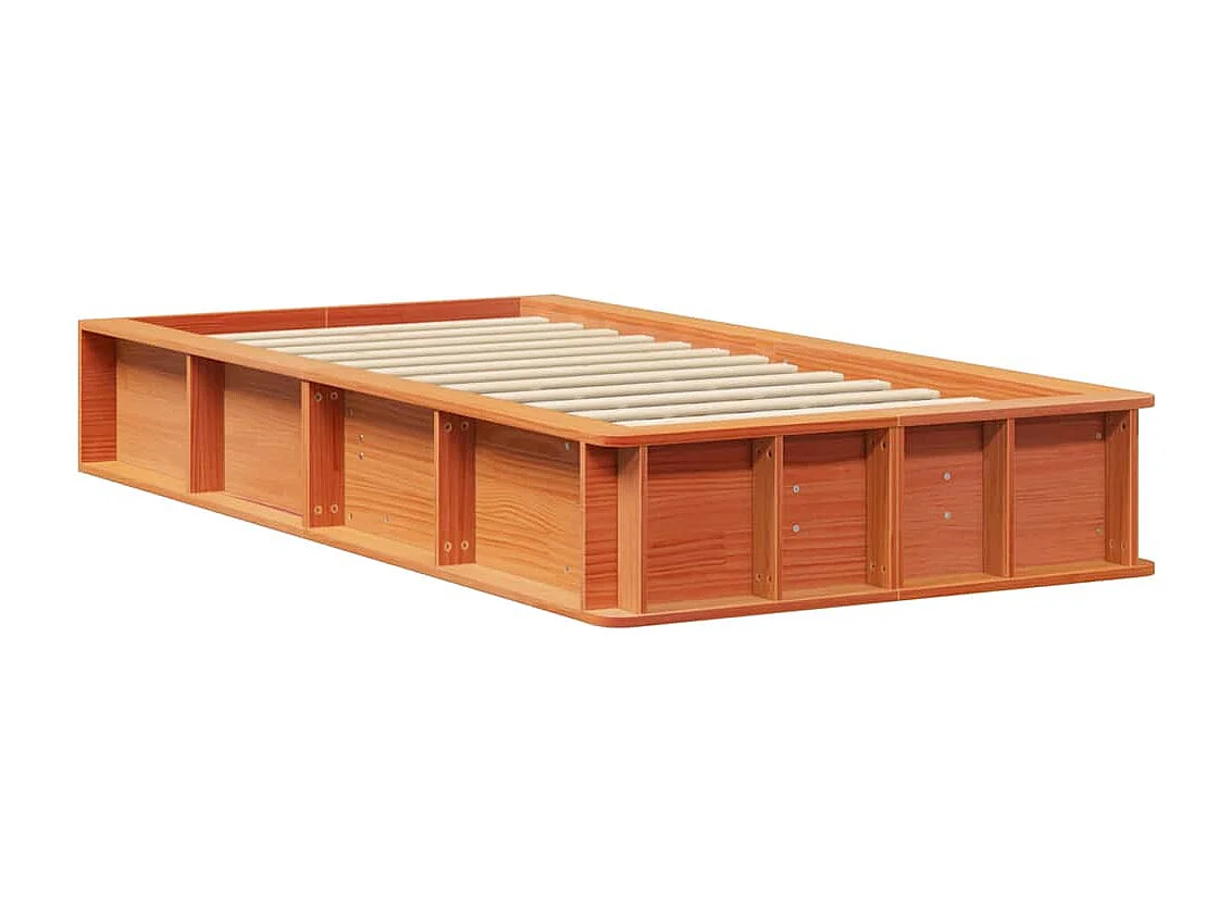 Lit simple | Lit adulte, enfant | Cadre de lit avec stockage Marron cire 90x200 cm bois