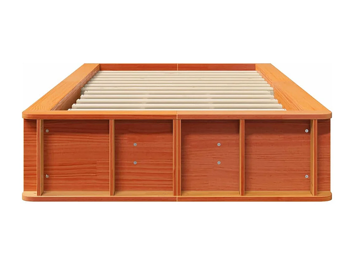 Lit simple | Lit adulte, enfant | Cadre de lit avec stockage Marron cire 90x200 cm bois