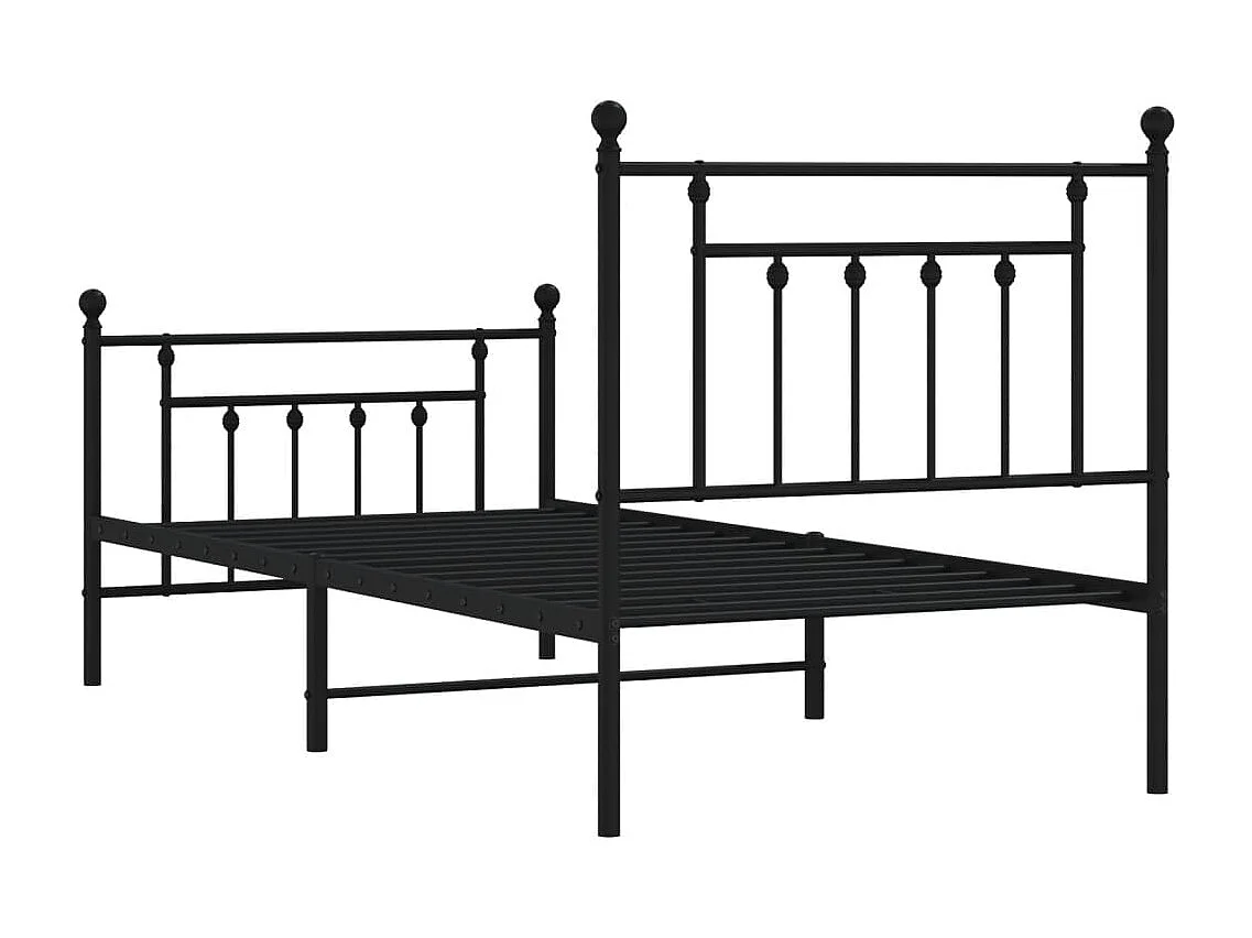 Lit simple | Lit adulte, enfant | Cadre de lit métal avec pied de lit noir 80x200 cm