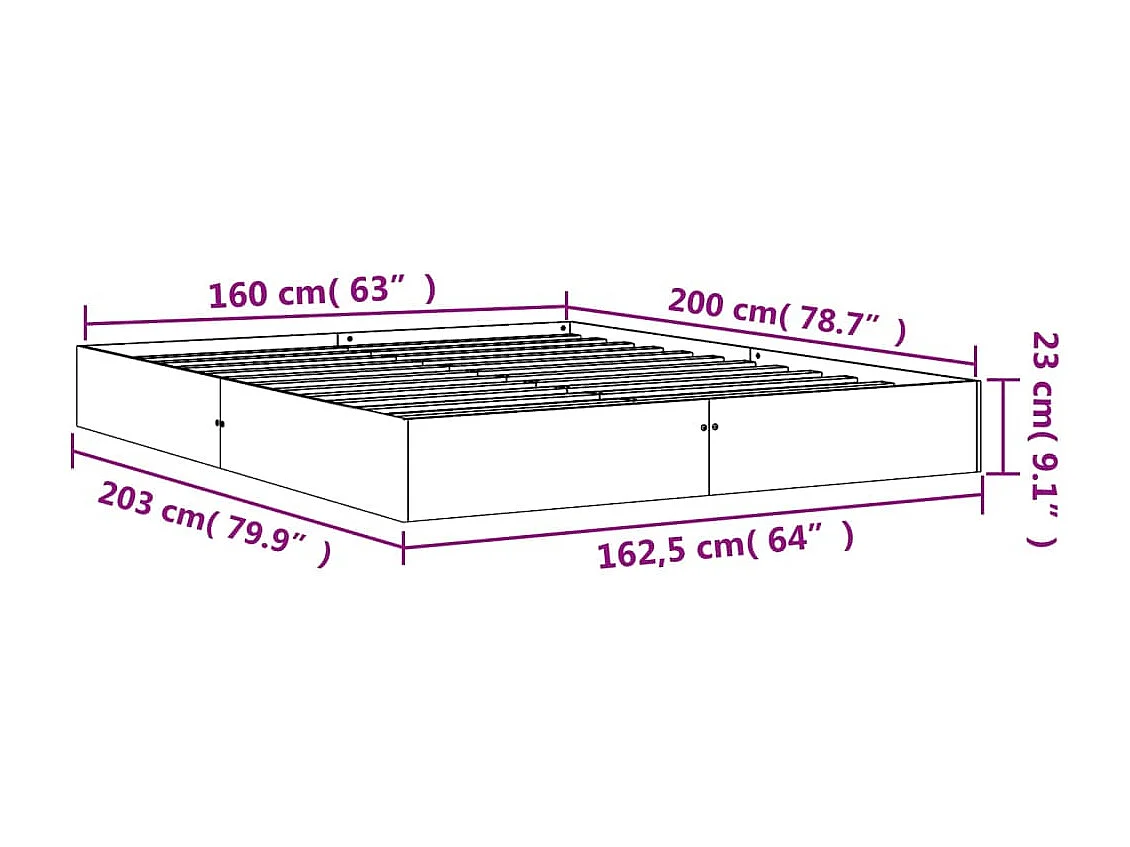 Lit double | Lit adulte | Cadre de lit cire marron 160x200cm bois pin massif