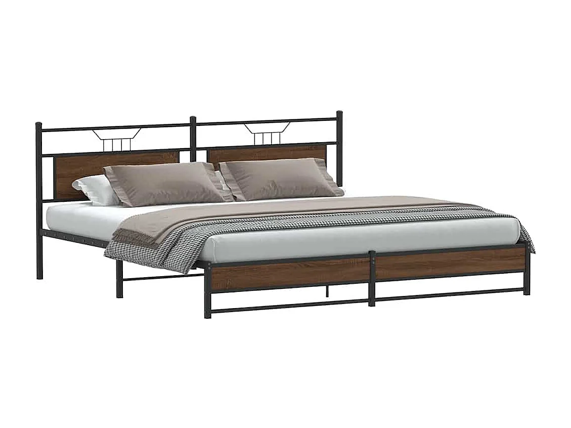 Lit double | Lit adulte | Cadre de lit en métal chêne marron 193x203 cm