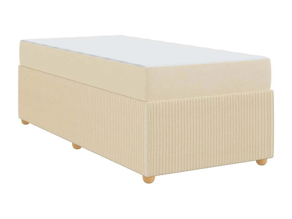 Lit simple | Lit adulte, enfant | Cadre de lit avec matelas Crème 100x200 cm tissu