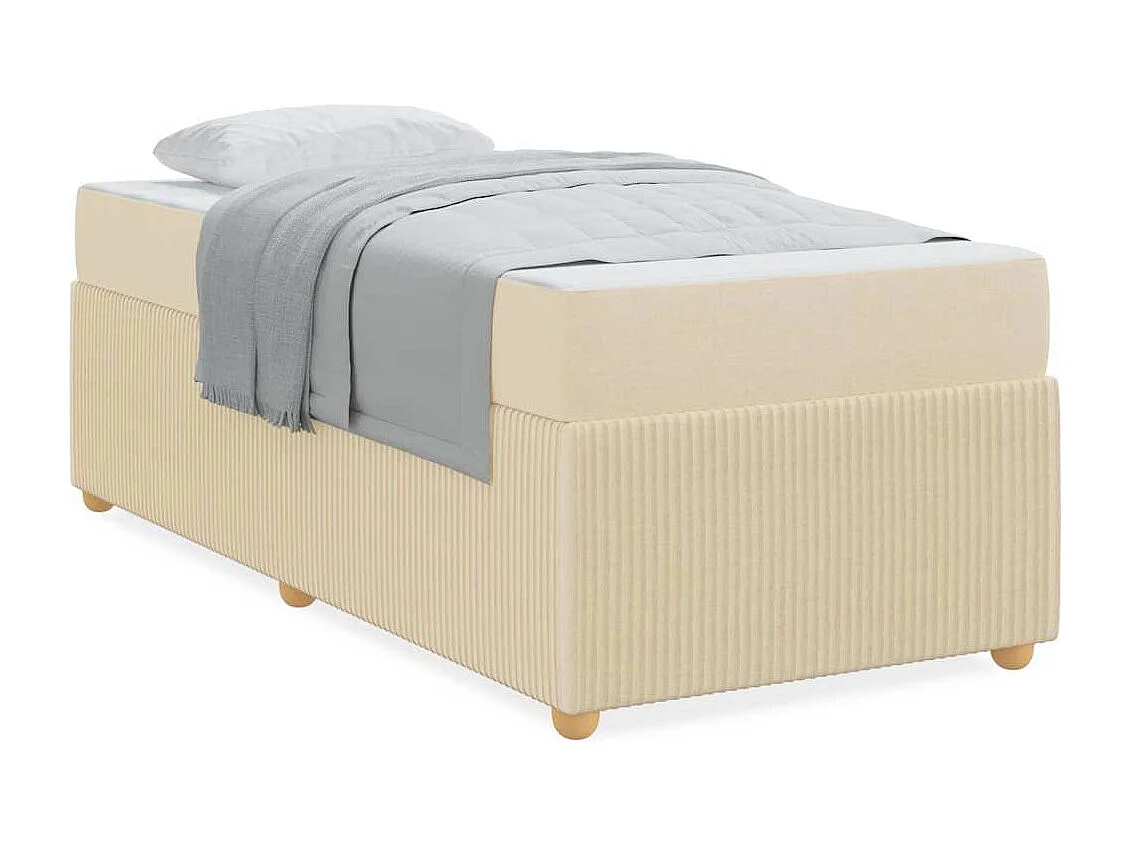 Lit simple | Lit adulte, enfant | Cadre de lit avec matelas Crème 100x200 cm tissu