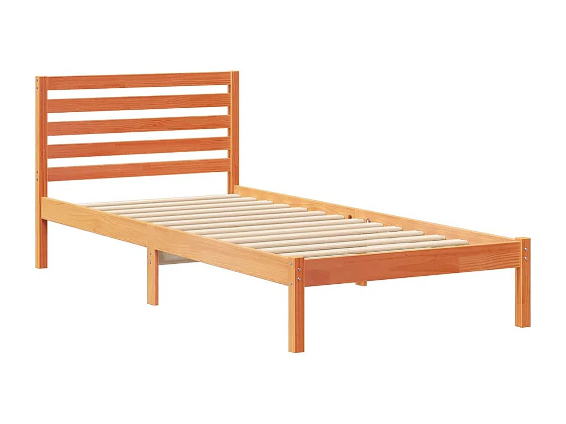 Lit simple | Lit adulte, enfant | Cadre de lit Marron cire 100x210 cm Bois massif en pin