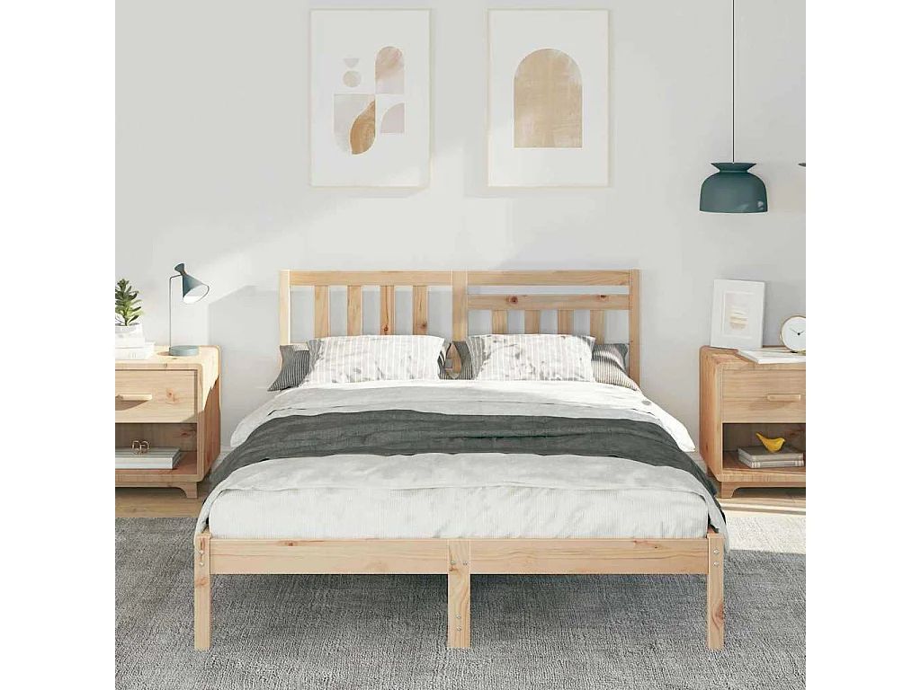 Lit simple | Lit adulte, enfant | Cadre de lit Marron 120x200 cm Bois massif en pin