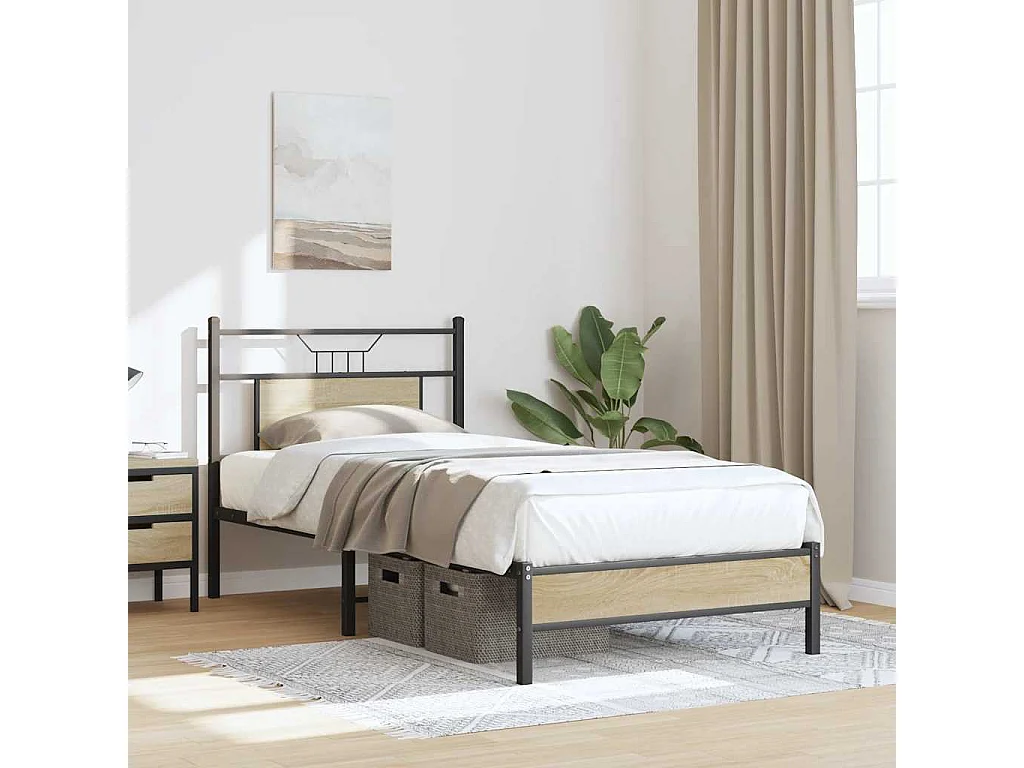 Letto per adulti | Letto singolo | Giroletto senza Materasso Rovere Sonoma 90x190 cm in Truciolato