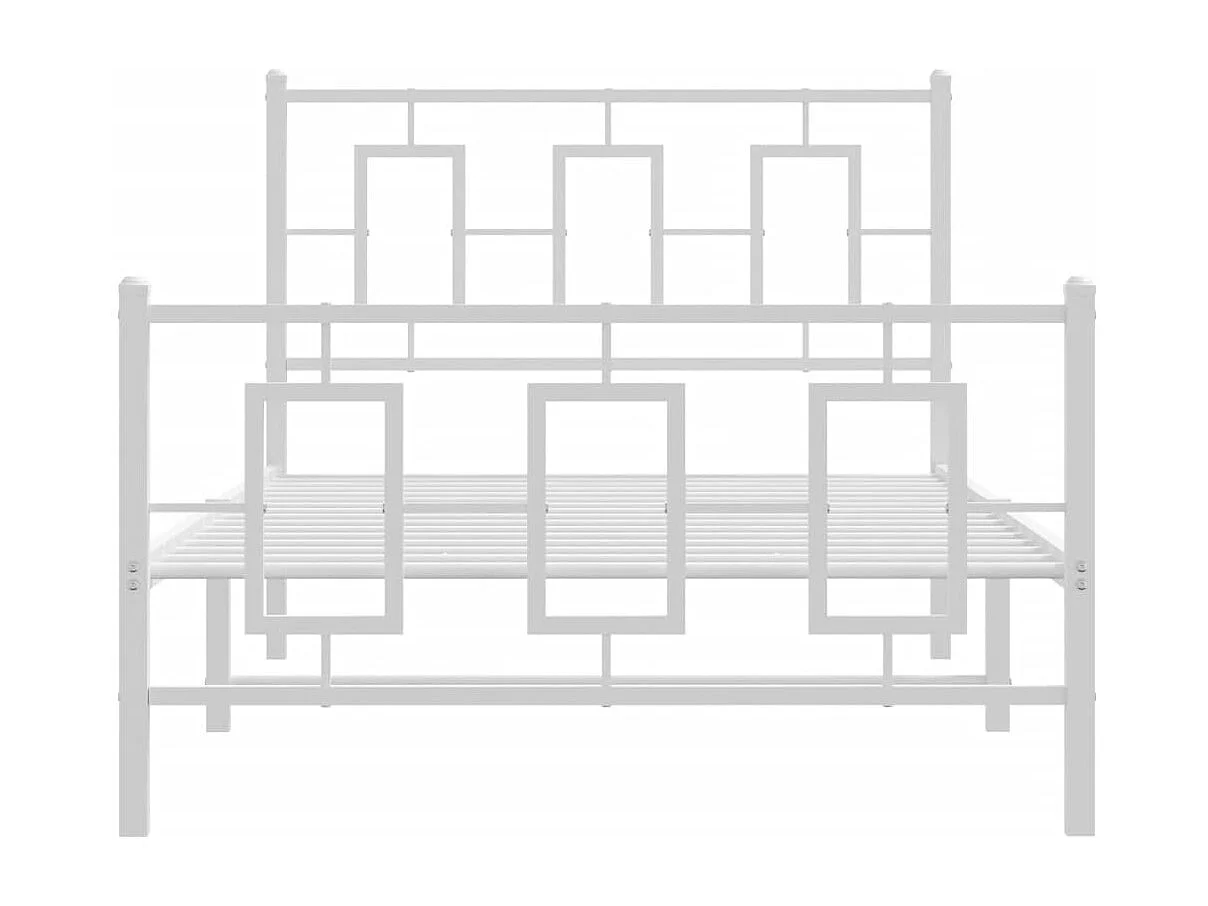 Lit simple | Lit adulte, enfant | Cadre de lit métal et pied de lit blanc 100x190 cm