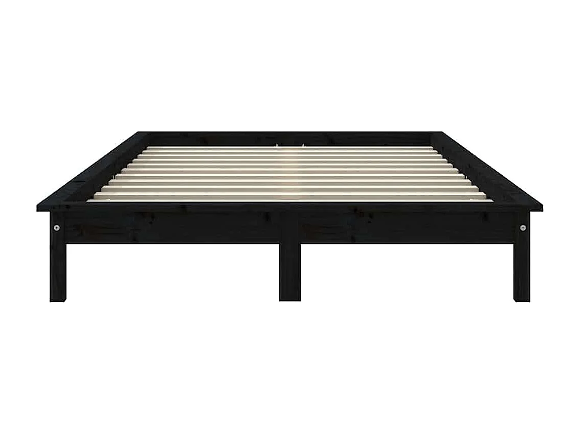 Lit simple | Lit adulte, enfant | Cadre de lit noir 120x200 cm bois massif