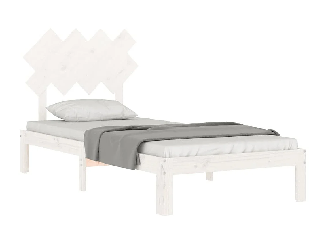 Lit simple | Lit adulte, enfant | Cadre de lit blanc 90x200 cm bois de pin massif