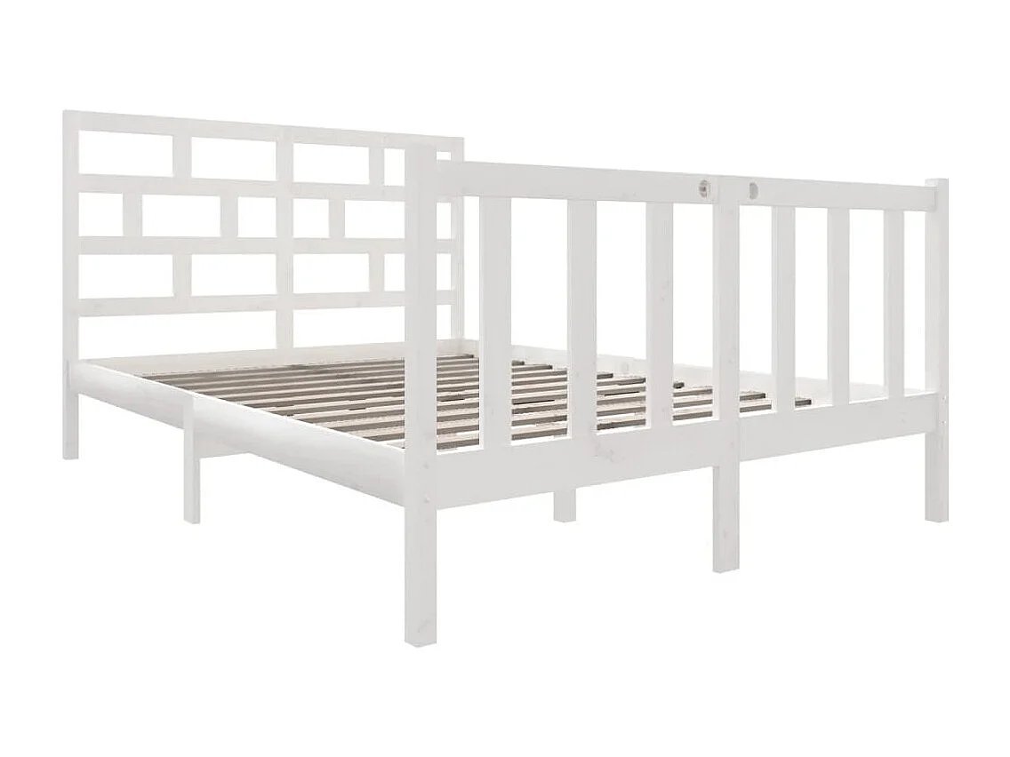 Lit simple | Lit adulte, enfant | Cadre de lit blanc bois de pin massif 120x190 cm
