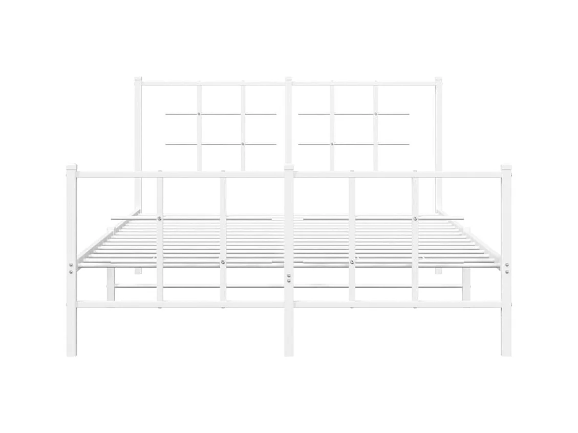 Lit double | Lit adulte | Cadre de lit métal et pied de lit blanc 140x190 cm