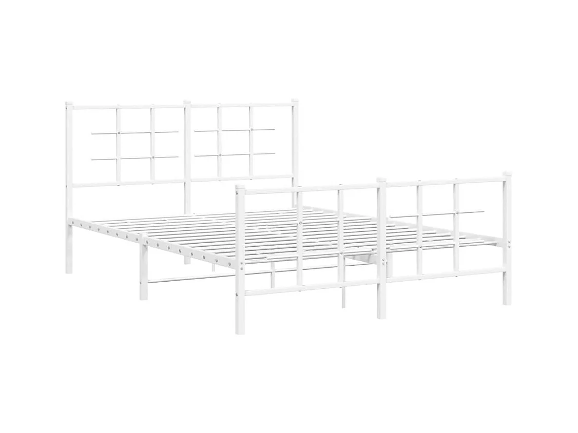 Lit double | Lit adulte | Cadre de lit métal et pied de lit blanc 140x190 cm