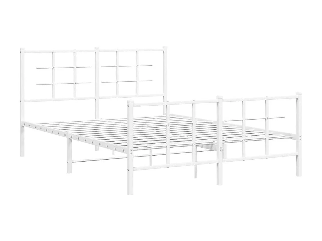 Lit double | Lit adulte | Cadre de lit métal et pied de lit blanc 140x190 cm