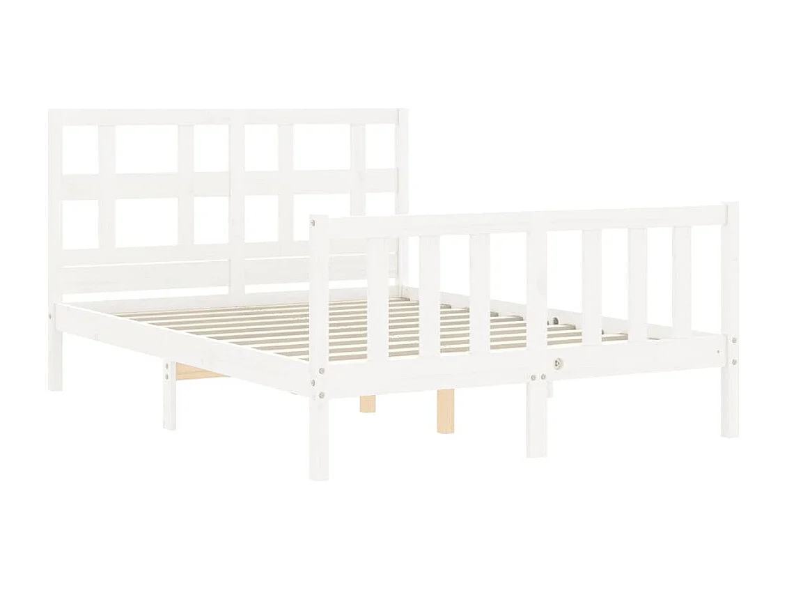 Lit double | Lit adulte | Cadre de lit blanc 140x200 cm bois de pin massif