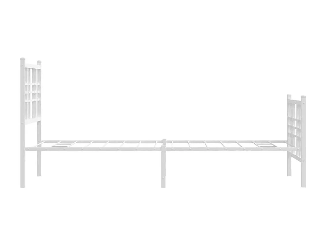 Lit simple | Lit adulte, enfant | Cadre de lit métal avec pied de lit blanc 80x200cm
