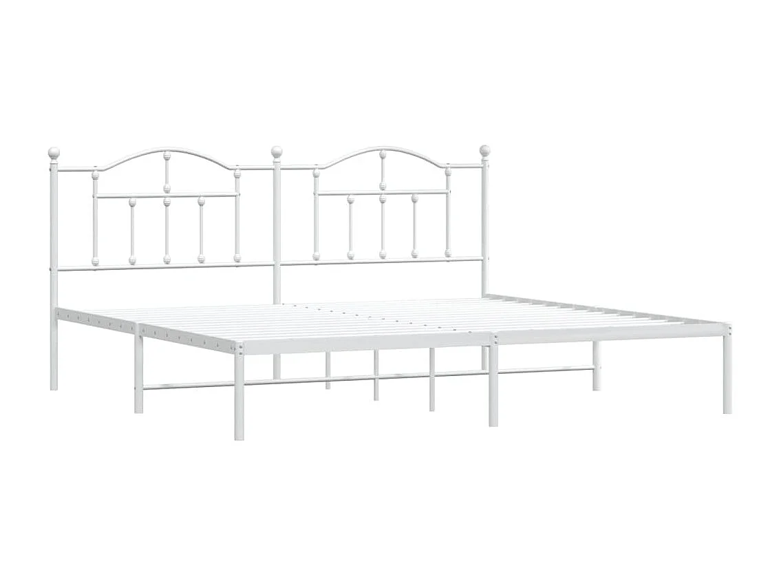 Lit double | Lit adulte | Cadre de lit métal et tête de lit blanc 200x200 cm