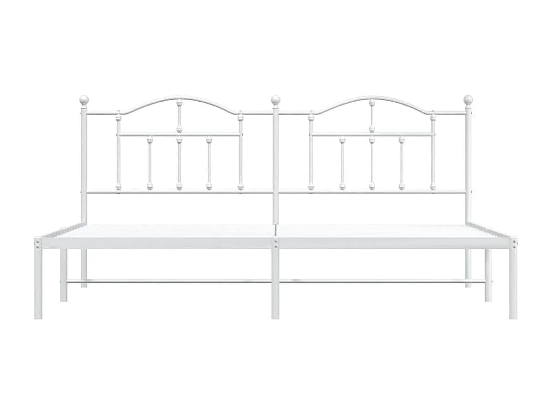 Lit double | Lit adulte | Cadre de lit métal et tête de lit blanc 200x200 cm