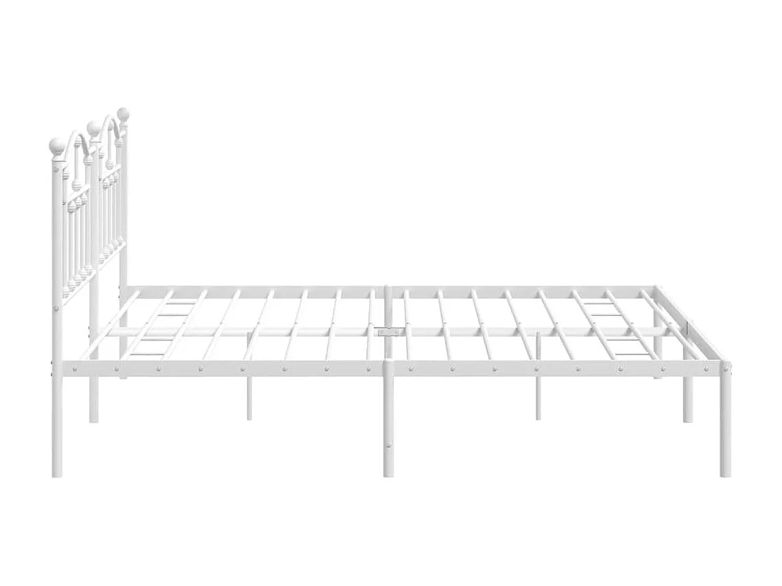 Lit double | Lit adulte | Cadre de lit métal et tête de lit blanc 200x200 cm