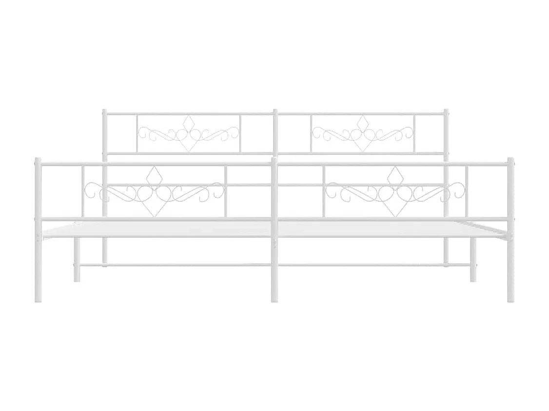 Lit double | Lit adulte | Cadre de lit métal et pied de lit blanc 183x213 cm