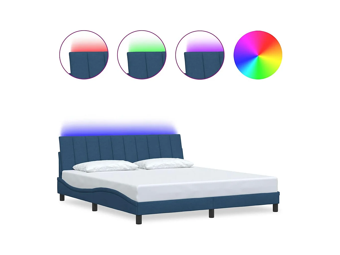 Letto per adulti | Letto matrimoniale | Giroletto senza Materasso Hanko Blu 180x200 cm in Tessuto