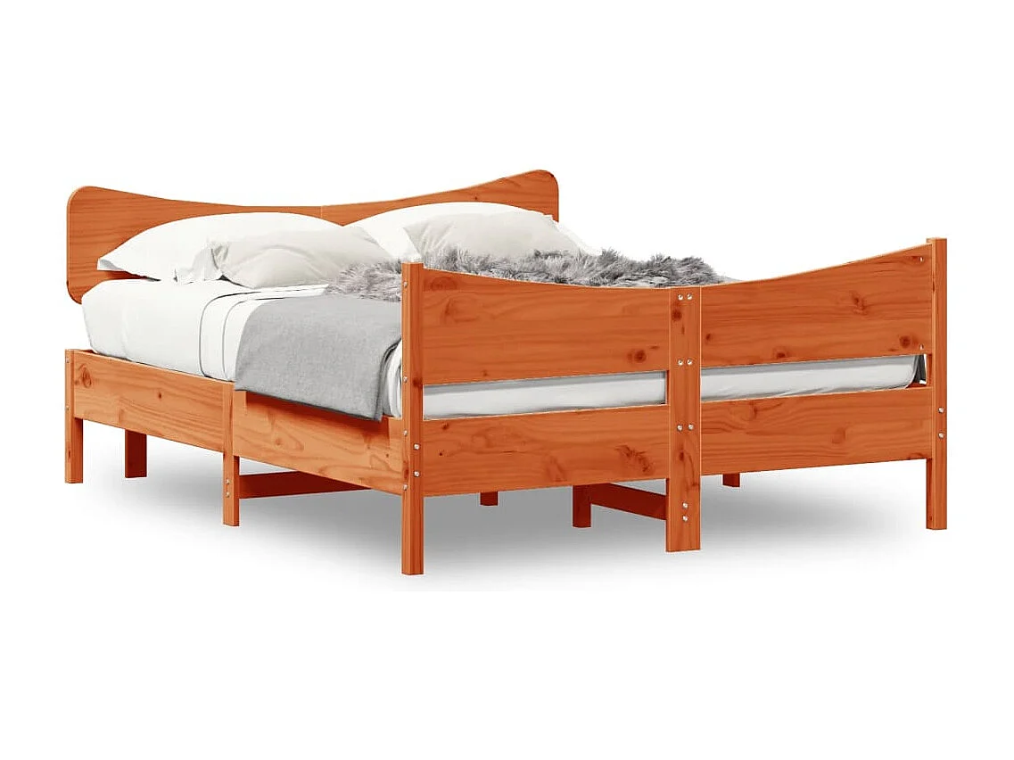 Lit double | Lit adulte | Cadre de lit cire marron 160x200cm bois pin massif