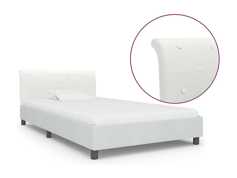 Letto per adulti | Letto singolo | Giroletto Bianco in Similpelle 90x200 cm