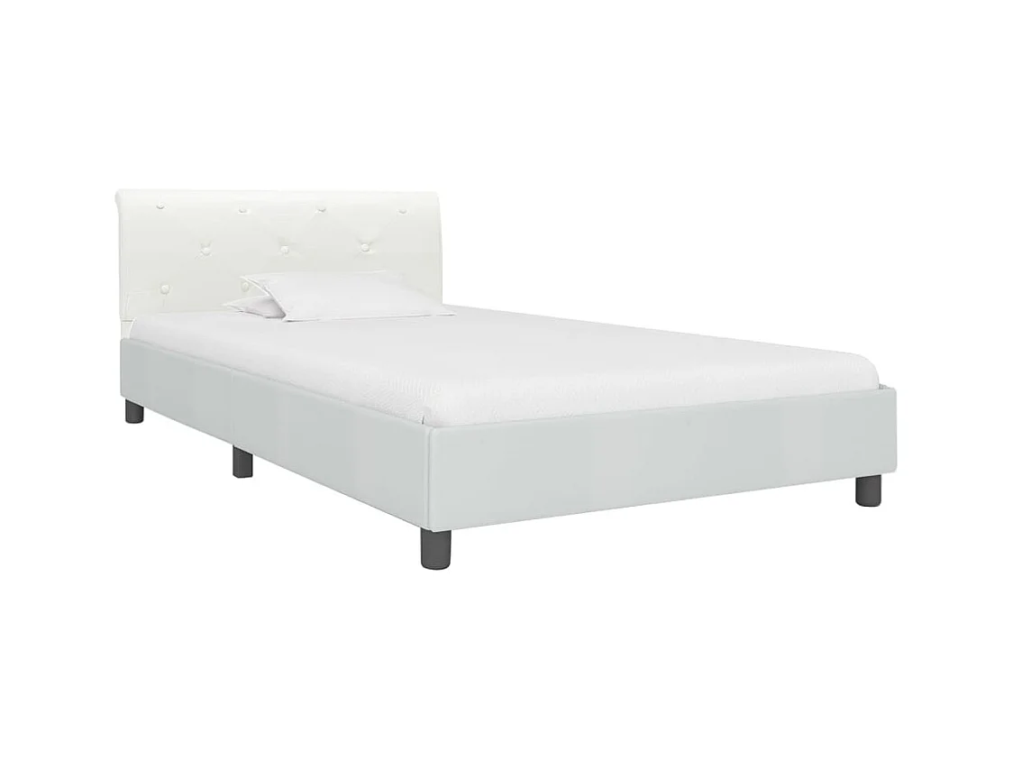 Letto per adulti | Letto singolo | Giroletto Bianco in Similpelle 90x200 cm