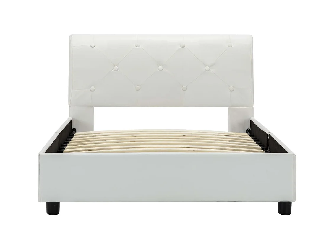 Letto per adulti | Letto singolo | Giroletto Bianco in Similpelle 90x200 cm