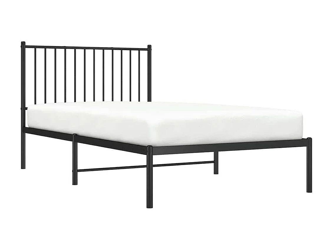 Lit simple | Lit adulte, enfant | Cadre de lit métal avec tête de lit noir 100x190cm