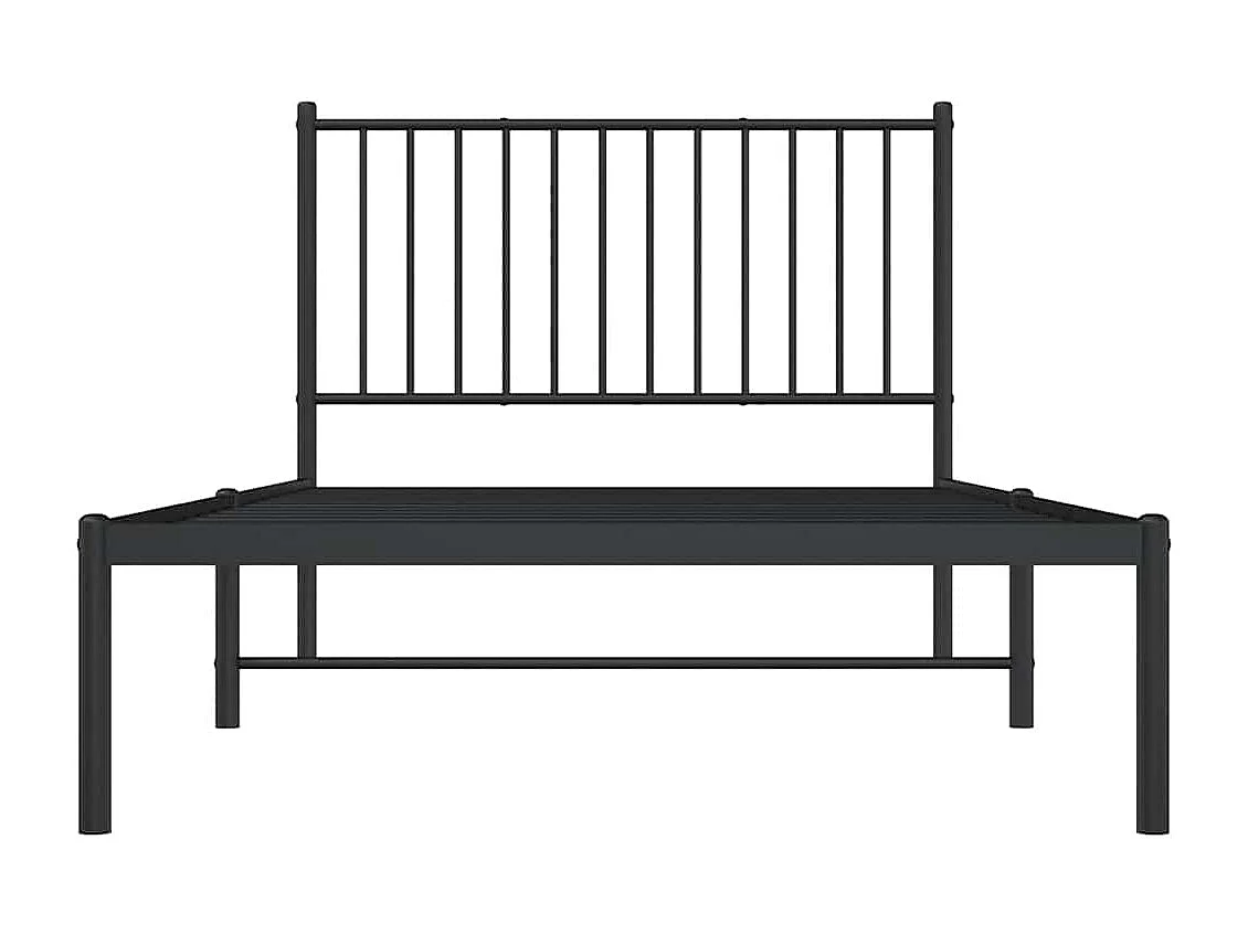Lit simple | Lit adulte, enfant | Cadre de lit métal avec tête de lit noir 100x190cm