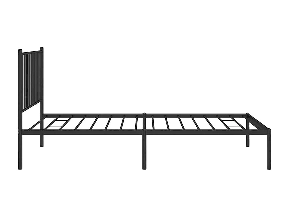 Lit simple | Lit adulte, enfant | Cadre de lit métal avec tête de lit noir 100x190cm
