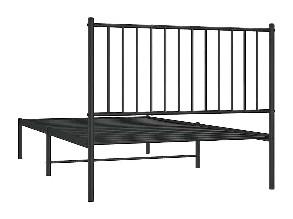 Lit simple | Lit adulte, enfant | Cadre de lit métal avec tête de lit noir 100x190cm