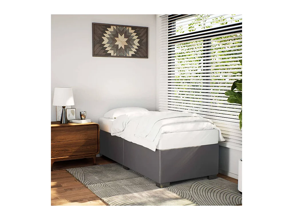 Letto per adulti | Letto singolo | Giroletto Grigio 90x200 cm in Similpelle