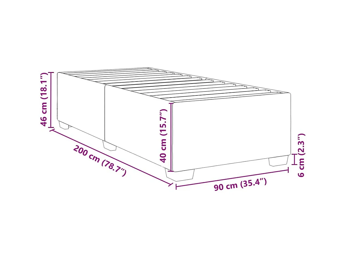 Letto per adulti | Letto singolo | Giroletto Grigio 90x200 cm in Similpelle