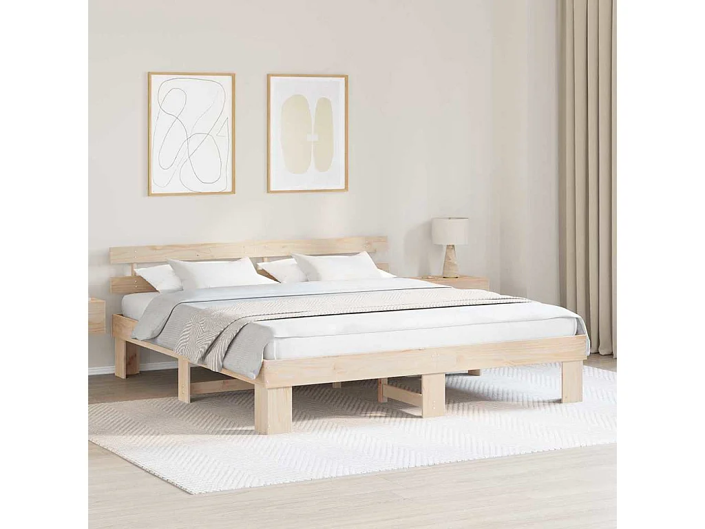 Lit double | Lit adulte | Cadre de lit Marron 200x200 cm Bois de pin massif