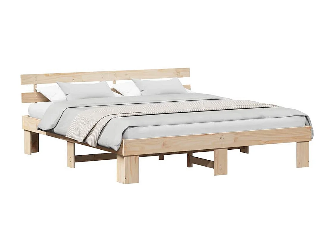 Lit double | Lit adulte | Cadre de lit Marron 200x200 cm Bois de pin massif