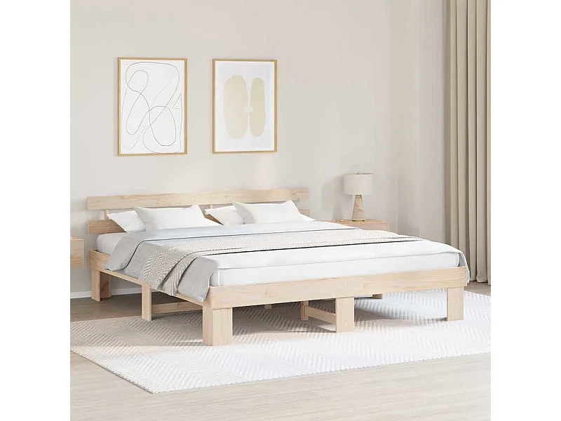 Lit double | Lit adulte | Cadre de lit Marron 200x200 cm Bois de pin massif